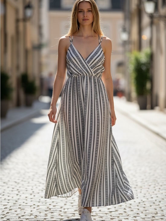 Windsor Dresses & Skirts - Windsor Black and White Sleeveless Wrap Maxi Dress
